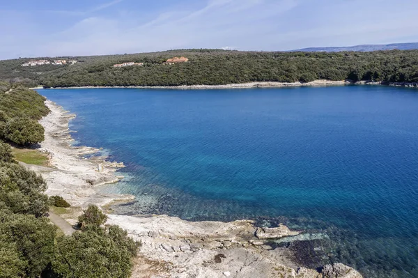 Una Vista Aérea Hermosa Playa Mar Claro Tranquilo Duga Uvala — Foto de Stock