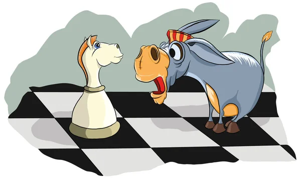 Sürpriz bir eşek satranç knight görünüyor 