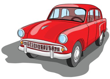 Eski kırmızı yolcu araba retro, illüstrasyon