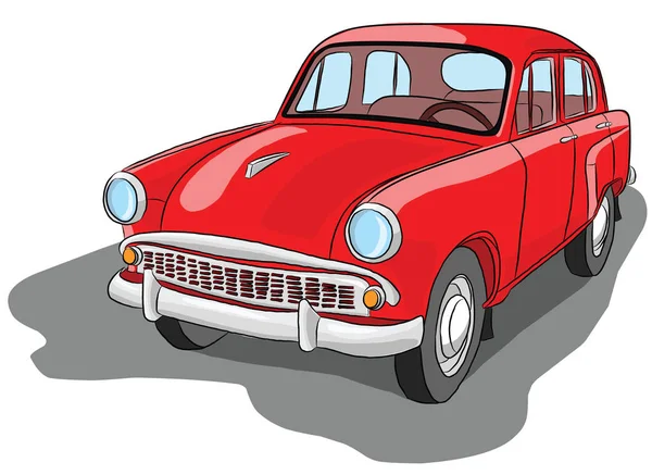 Starý červený osobní auto retro, ilustrace — Stockový vektor