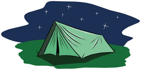 Tenda turis di latar belakang langit yang berbintang malam - Stok Vektor