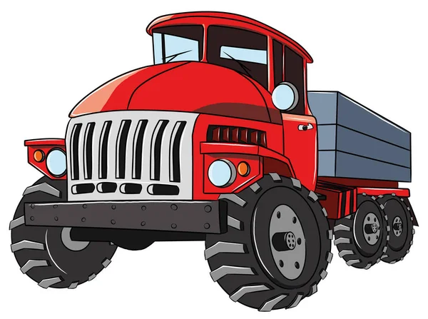 Camión de dibujos animados divertido, ilustración de vectores — Vector de stock