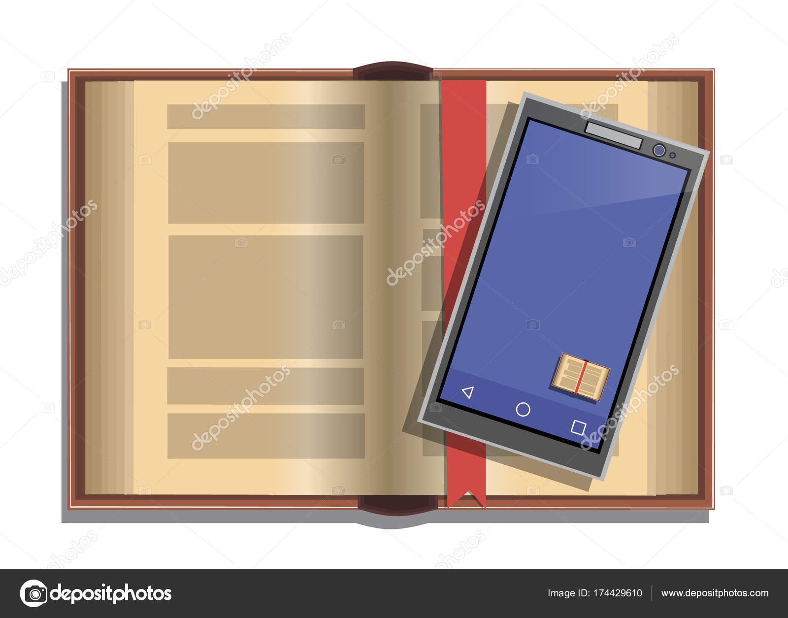 open book and phone with the app for reading vector illustration open book app