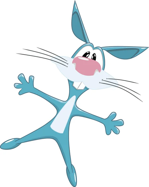 Conejo alegre rebote sobre fondo blanco, ilustración vectorial — Vector de stock