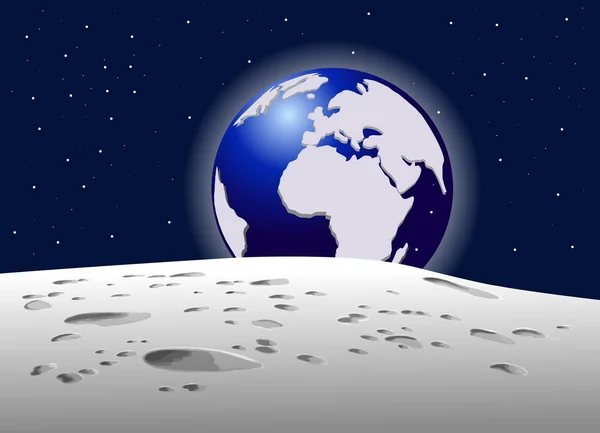 ベクトル図 月と地球のビュー — ストックベクタ