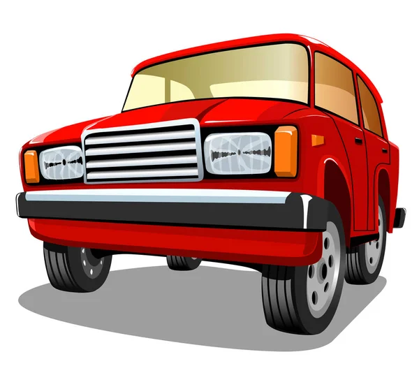 Krásný Červený Kreslený Auto Bílém Pozadí Vektorové Ilustrace — Stockový vektor
