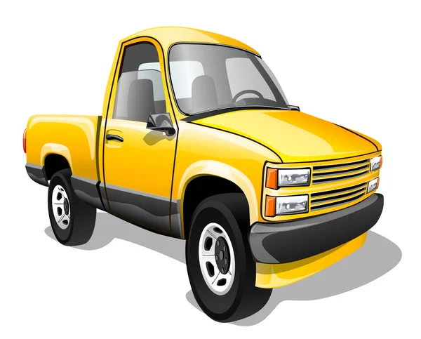 Cartoon Pick Truck Geïsoleerd Witte Achtergrond Vectorillustratie — Stockvector