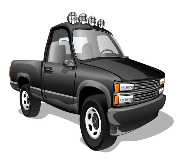 Cartoon Pickup Truck Isolated White Background Vector Illustration — Stock Vector