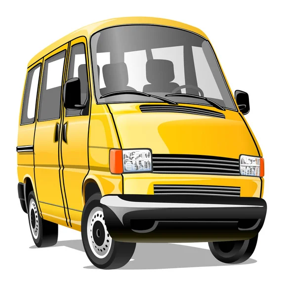 Rajzfilm Minibusz Elszigetelt Fehér Háttérrel Vektorillusztráció — Stock Vector