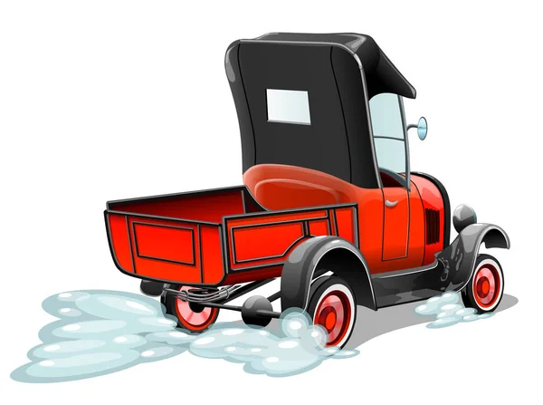 Cartoon Retro Czerwony Pickup Odizolowany Białym Tle Ilustracja Wektora — Wektor stockowy