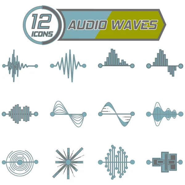 Icons Design Theme Sound Waves Equalizer Vector Illustration White Background — 스톡 벡터