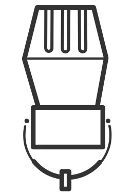 Retro mikrofonun siyah siluetinin simgesi. Beyaz arkaplanda vektör illüstrasyonu.