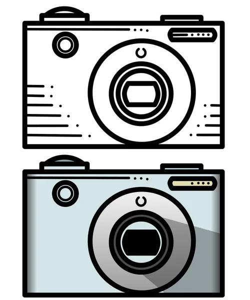 Silueta Negra Icono Color Una Cámara Retro Vintage Ilustración Vectorial — Vector de stock