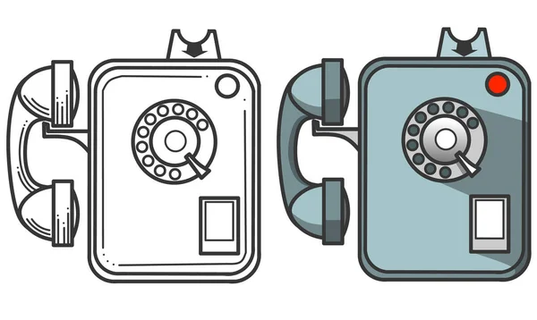 Svart Siluett Ikon Vintage Telefon Vektor Illustration Isolerad Vit Bakgrund — Stock vektor