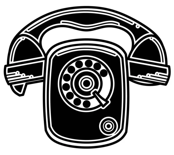 Icône Silhouette Noire Téléphone Vintage Illustration Vectorielle Isolée Sur Fond — Image vectorielle