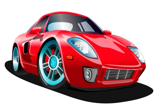 白い背景に赤い漫画の車をスポーツ ベクターイラスト — ストックベクタ