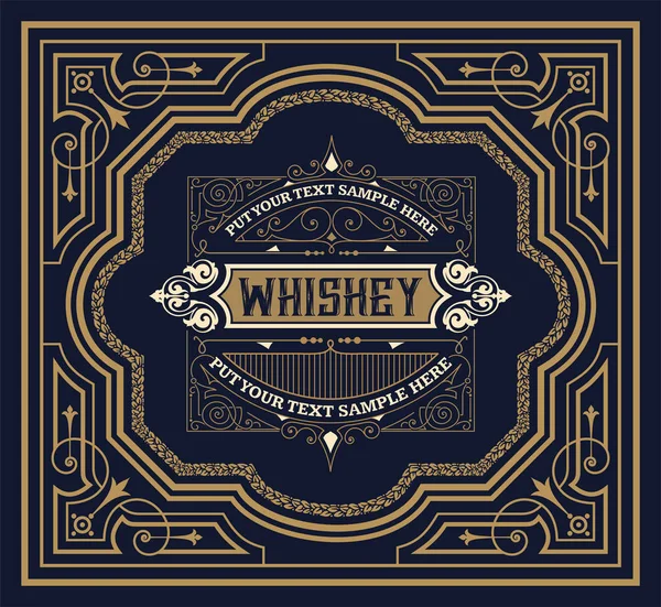 Design de etiqueta antiga para Whiskey and Wine label, banner de restaurante , — Vetor de Stock