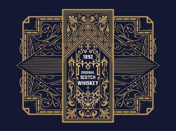 Étiquette whisky avec vieux cadres — Image vectorielle