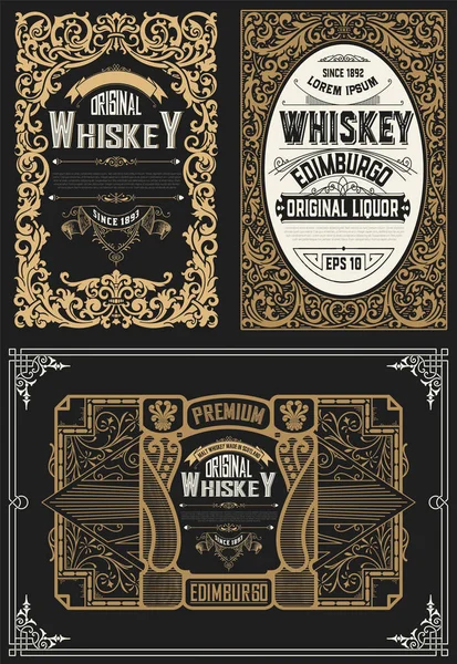 Set Whiskey-Labels. Vektor — Stockvektor