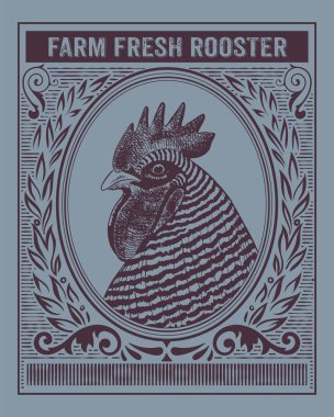 Vintage organik tarım taze horoz kartı