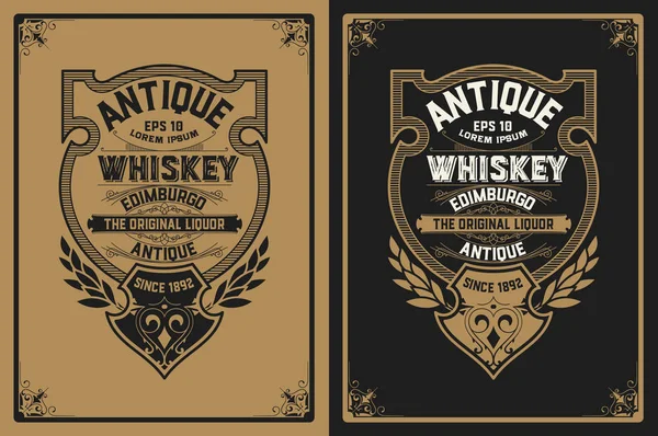 Étiquette whisky avec vieux cadre — Image vectorielle