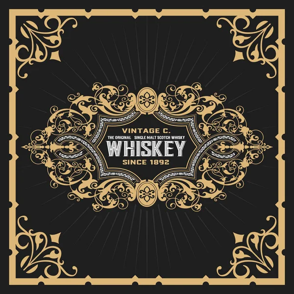 Whiskey popisek s staré rámy. Vektorové vrstvy — Stockový vektor