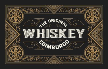 Eski çerçeveli viski etiketi