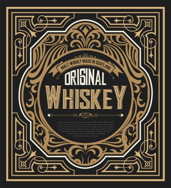 Viski ve Şarap etiketi için eski etiket tasarımı, Restoran afişi,
