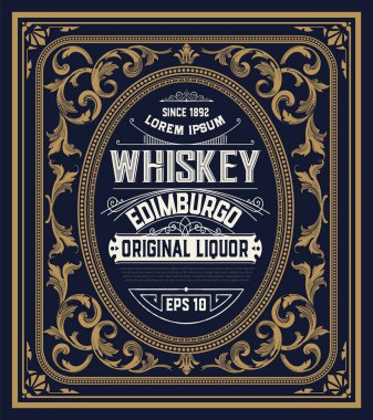 Eski çerçeveli viski etiketi