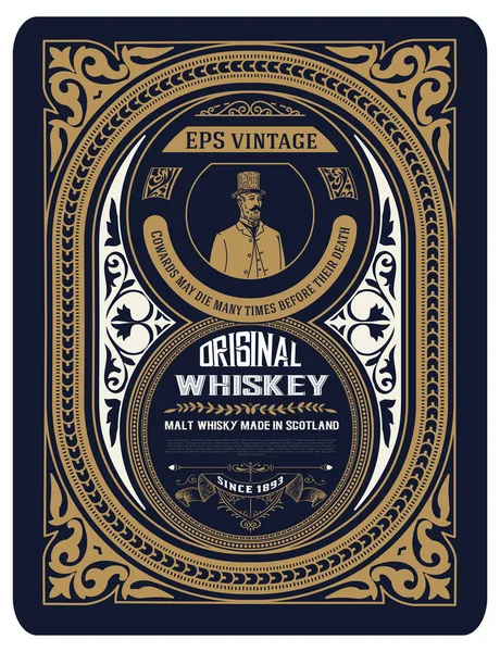 Etiqueta de whisky antiguo con marcos vintage — Vector de stock