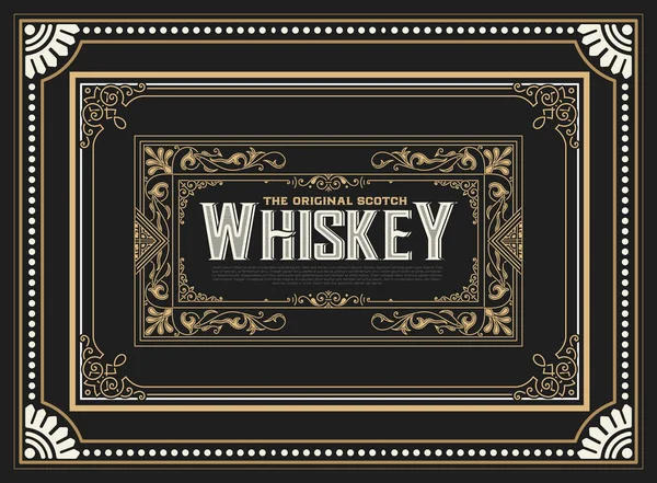 Etiqueta de whisky con marcos viejos — Vector de stock