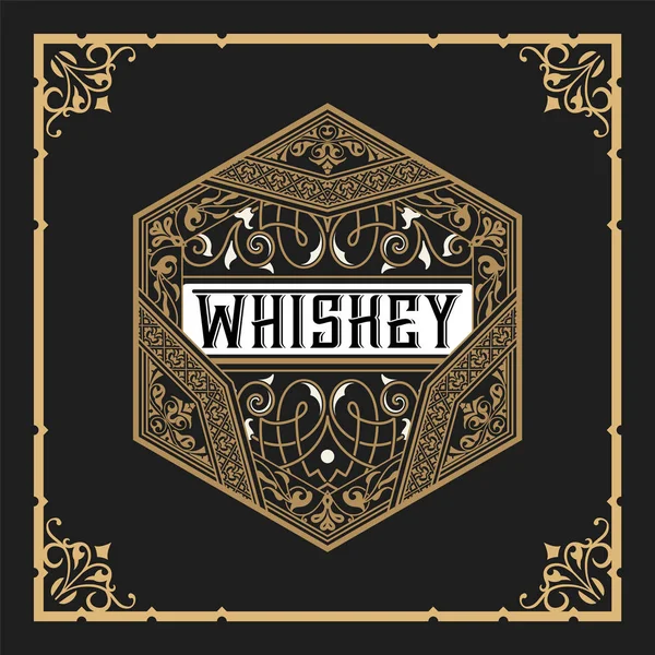 Whiskey label with old frame — Stock Vector