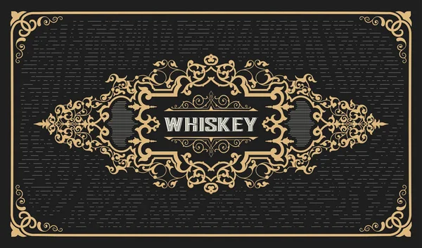 Gammal etikettdesign för whisky och vin etikett, Restaurang banner, — Stock vektor