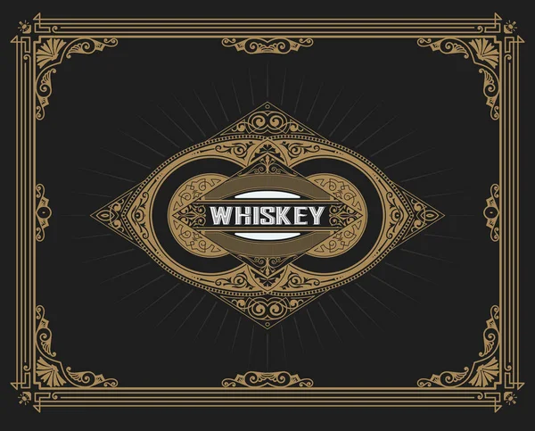Ancien design d'étiquette pour étiquette de whisky et de vin, bannière de restaurant , — Image vectorielle