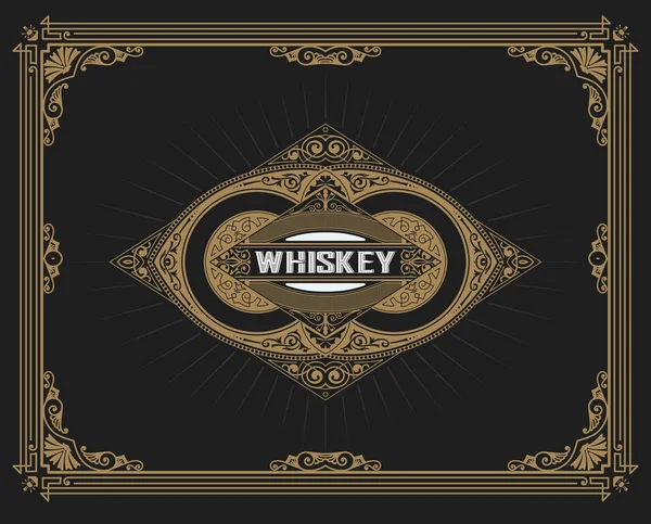 Starý design etikety pro etiketu Whiskey and Wine, banner restaurace, — Stockový vektor