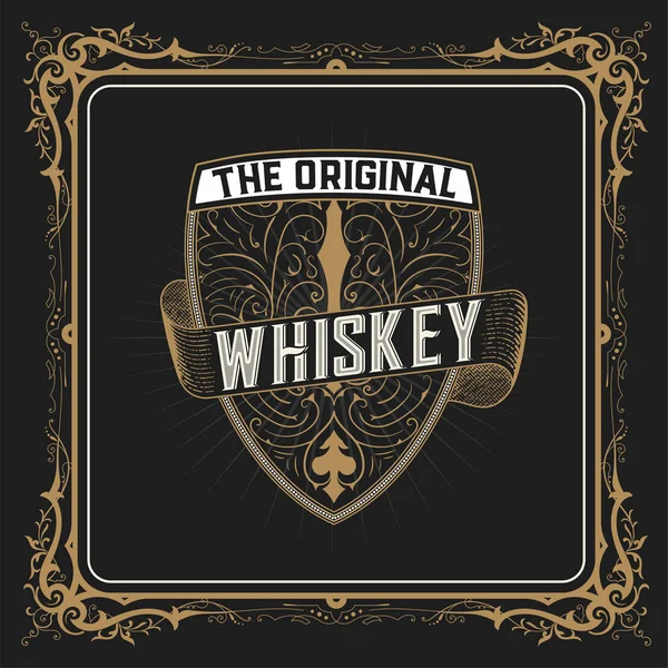 Escudo vintage para el embalaje de whisky — Vector de stock