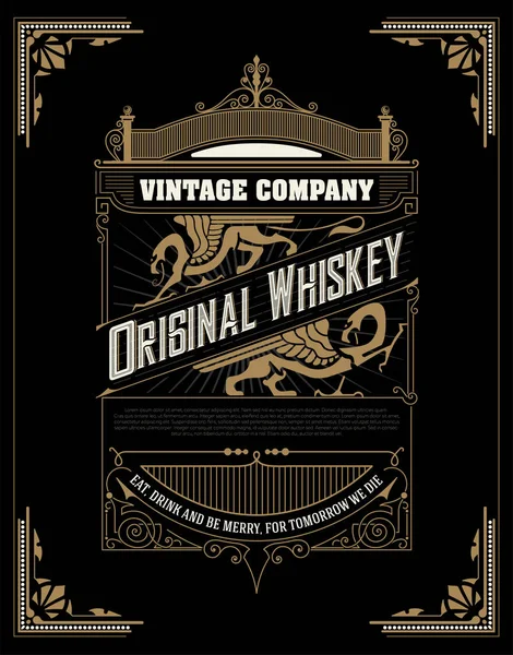 Whiskey label with old frames — Stock Vector