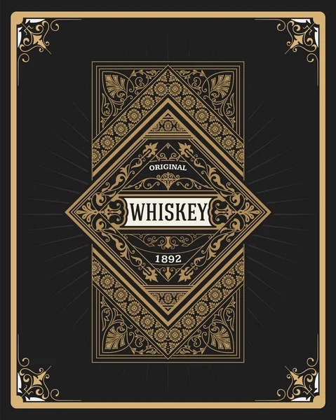 Whiskey etikett med gammal ram — Stock vektor