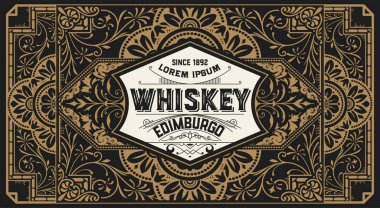Viski ve Şarap etiketi için eski etiket tasarımı, Restoran afişi,