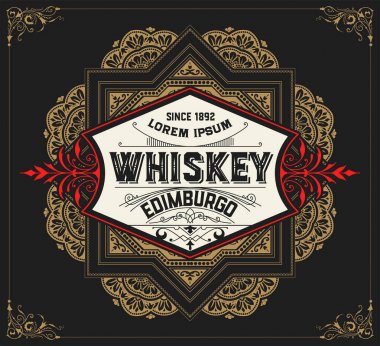 Viski etiket eski kare ile. Katmanlı vektör