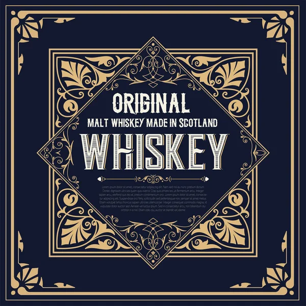 Whiskey label with old frames — Stock Vector