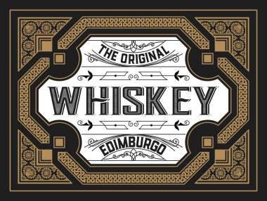 Viski ya da diğer likör için vintage kartı