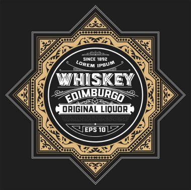 Viski etiket eski kare ile. Katmanlı vektör