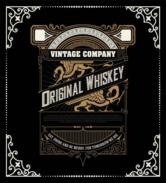 Retro whiskey etikett. Vector lager — Stock vektor