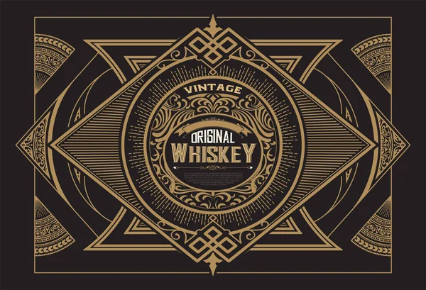 Gammal etikettdesign för whisky och vin etikett, Restaurang banner, — Stock vektor