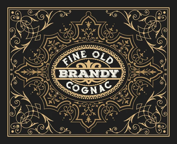 Old  label design for Brandy and Wine label, Restaurant banner, — Stock Vector