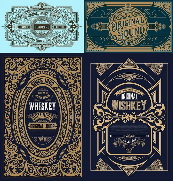 Set Whiskey-Labels. Vektor — Stockvektor