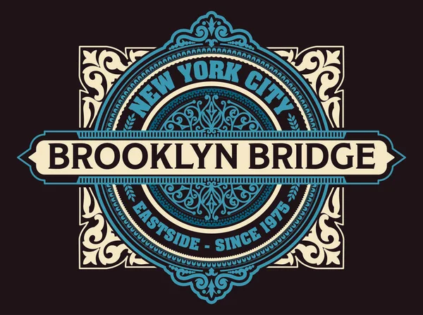 Vintage new york brooklyn T-shirt — Stockvektor
