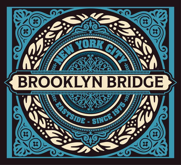 Vintage New York Brooklyn t-shirt — Stok Vektör