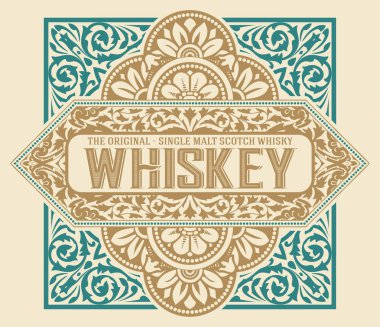 Viski ve Şarap etiketi için eski etiket tasarımı, Restoran afişi,
